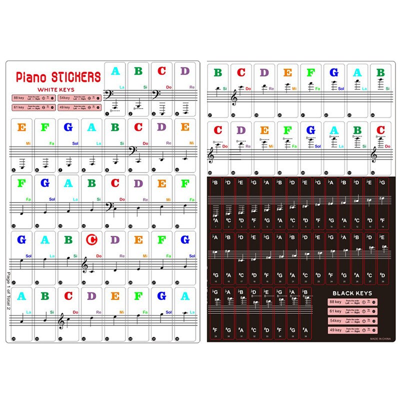 Etiketter klistremerker for piano keyboard 88/61/54/49 tangenter