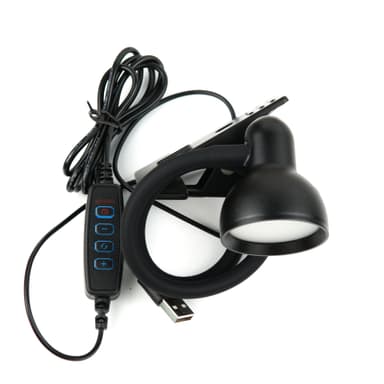 LED skrivebordslampe med klemme / 3 fargemoduser lang / fleksibel svanehals Sort