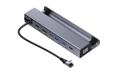 NÖRDIC 1 til 8 dokkingstasjon for Steam Deck 1xHDMI 4K60Hz, 1xDP 4K60Hz, 1xRJ45 GigaLAN, 1xUSB-C, 3xUSB-A, 1x USB-C PD