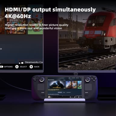 NÖRDIC 1 til 8 dokkingstasjon for Steam Deck 1xHDMI 4K60Hz, 1xDP 4K60Hz, 1xRJ45 GigaLAN, 1xUSB-C, 3xUSB-A, 1x USB-C PD