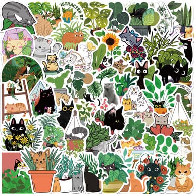 Klistremerker Katter og planter 50-pakk