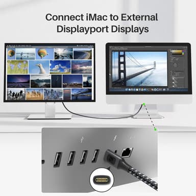 NÖRDIC 2M USBC til DisplayPort Cable UHD 4K 60Hz DP 1.2 21,6Gbps HDCP Alt-modus over USB C, aluminium Kontakt informasjon Grå
