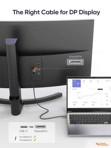 NÖRDIC 2M USBC til DisplayPort Cable UHD 4K 60Hz DP 1.2 21,6Gbps HDCP Alt-modus over USB C, aluminium Kontakt informasjon Grå