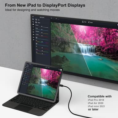 NÖRDIC 2M USBC til DisplayPort Cable UHD 4K 60Hz DP 1.2 21,6Gbps HDCP Alt-modus over USB C, aluminium Kontakt informasjon Grå