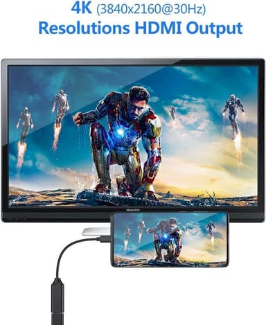NÖRDIC USB C til HDMI adapter 4k i 30Hz 10cm svart