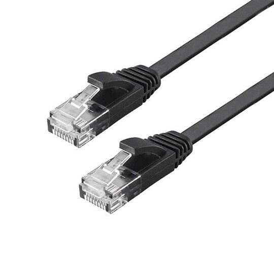 NÖRDIC CAT6 U / UTP Flat Network Cable 5M 250MHz Båndbredde og 10Gbps Overføringshastighet Svart