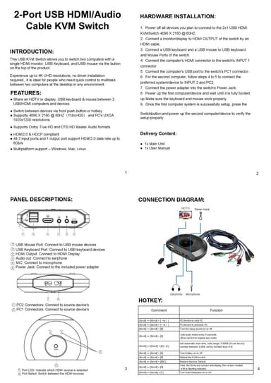 NÖRDIC KVM-svitsj 2 til 1 HDMI 2.0 4K60Hz