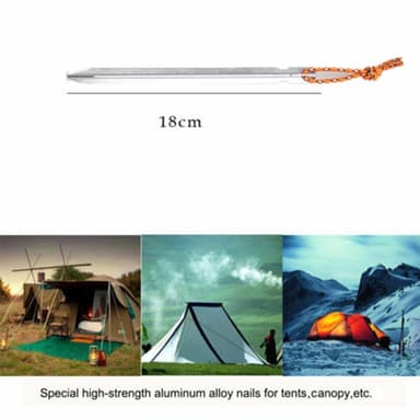 INF Teltplugger / jordplugger med hempe 18 cm Aluminium Sølv / Oransje 4-pak