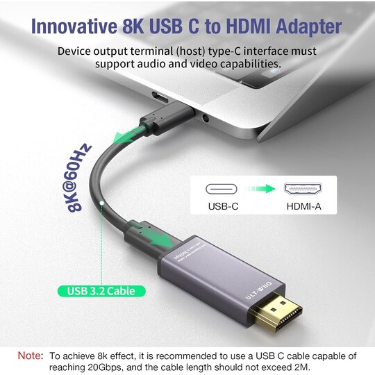 NÖRDIC USB-C til HDMI 8K60Hz adapter
