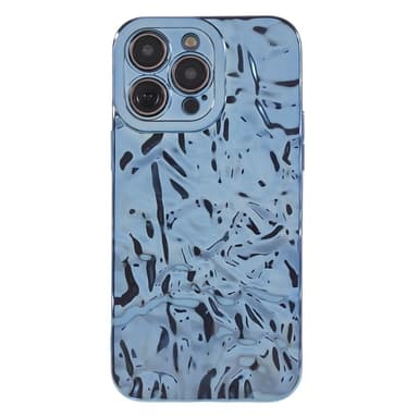 Til iPhone 15 Pro TPU-deksel Elektrobelagt Rynket - Blå