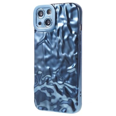 Til iPhone 15 TPU-deksel Elektrobelagt Rynket - Blå