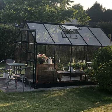Lykke Drivhus Glass 6,2m2, Svart