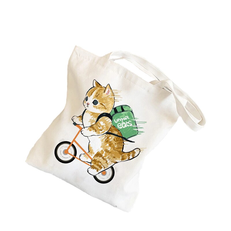 Multi-Purpose Shopping Bags Tote Bags Katt På En Sykkel - Elkjøp