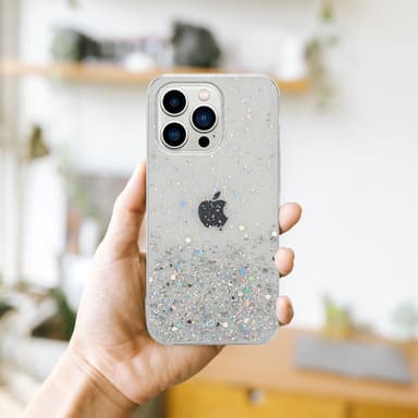iPhone 14 PRO MAX Silikondeksel Glitter (gjennomsiktig)