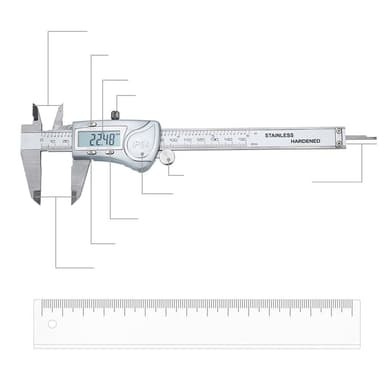 Digital Caliper 150mm/6 tommer IPX54 vanntett (sølv)
