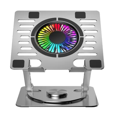 NÖRDIC bærbar holder med RGB-vifte med roterende base og 2 USB-porter