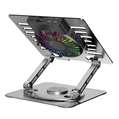 NÖRDIC bærbar holder med RGB-vifte med roterende base og 2 USB-porter
