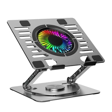 NÖRDIC bærbar holder med RGB-vifte med roterende base og 2 USB-porter