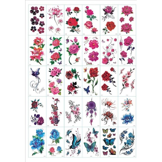 Gni - midlertidige tatoveringer 30 blomsterark