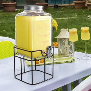 Drikkedispenser 4 L med kran og stativ Glassbeholder