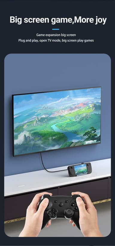 NÖRDIC USB-C 1 til 6 dokkingstasjon for Steam Deck, HDMI 2.0 4k60Hz, RJ45, USB-A 3.0 5 Gbps, 100W USB-C PD