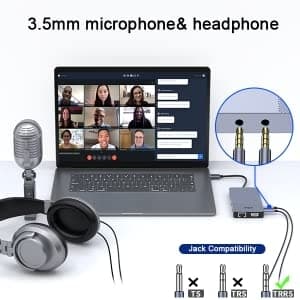 NÖRDIC 1 til 11 USB-C-dokkingstasjon for tre skjermer 2xHDMI 4K60Hz 1xDP4K60Hz DP87W Thunderbolt 3/4 DisplayLink