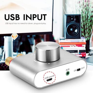 NÖRDIC Bluetooth 5.0 Stereoforsterker Digital Audio Amplifier 2x50W AUX / USB / BT Silver