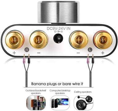 NÖRDIC Bluetooth 5.0 Stereoforsterker Digital Audio Amplifier 2x50W AUX / USB / BT Silver