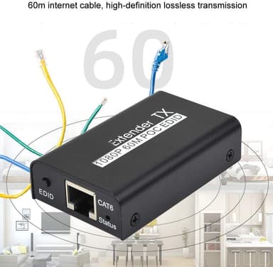 NÖRDIC HDMI CAT6 Extension 60m 1080p 60Hz HD Edid Funksjon HDMI Extension Plug & Play