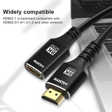 NÖRDIC HDMI skjøtekabel 1m 8K60Hz 4K144 HDMI 2.1 48Gbps Ultra High Speed ​​​​HDMI