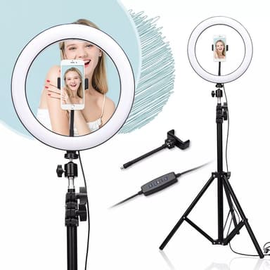 LED ringlampe med stativ for foto og selfies - 210 cm