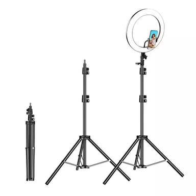 LED ringlampe med stativ for foto og selfies - 210 cm
