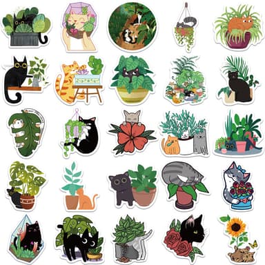 Klistremerker Katter og planter 50-pakk