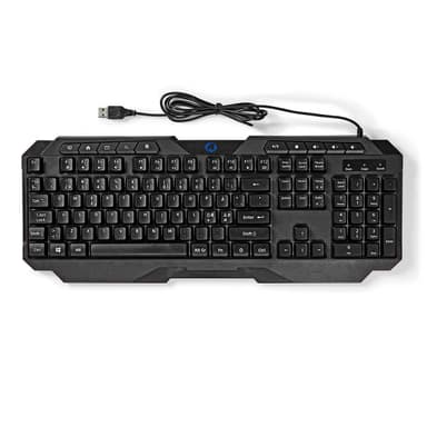 Nedis Wired Gaming Keyboard | USB Type-A | Membrantaster | LED | QWERTY | ND Layout | USB-Strøm | Strømkabel lengde: 1.30 m | Multimedia