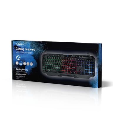 Nedis Wired Gaming Keyboard | USB Type-A | Membrantaster | LED | QWERTY | ND Layout | USB-Strøm | Strømkabel lengde: 1.30 m | Multimedia