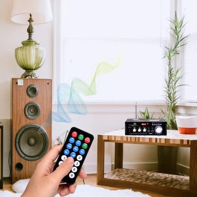 NÖRDIC Bluetooth 5.0 Stereoforsterker 2x40W AUX / USB / BT Lydforsterker med FM 2xMIC inngang