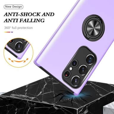 Samsung Galaxy S24 Ultra Hybrid Deksel Med Fingerring - Lilla