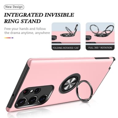 Samsung Galaxy S24 Ultra Hybrid Deksel Med Fingerring - Rosa