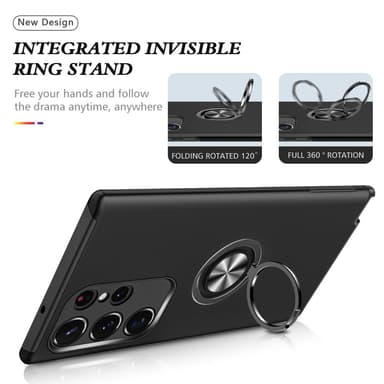 Samsung Galaxy S24 Ultra Hybrid Deksel Med Fingerring - Svart
