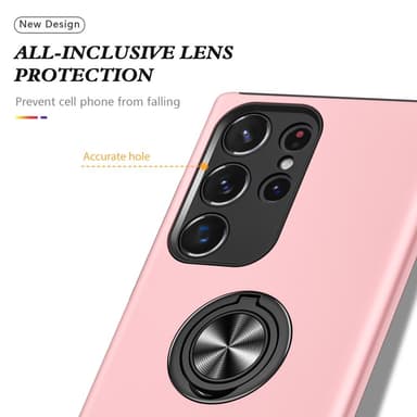 Samsung Galaxy S24 Ultra Hybrid Deksel Med Fingerring - Rosa