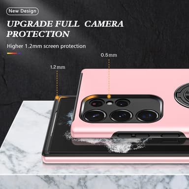 Samsung Galaxy S24 Ultra Hybrid Deksel Med Fingerring - Rosa