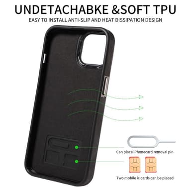 Multifunksjonelt telefondeksel med kortholderstativ for iPhone iPhone 15 Pro