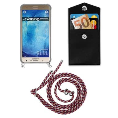 Samsung Galaxy J7 2015 Deksel med Halskjede (rød)