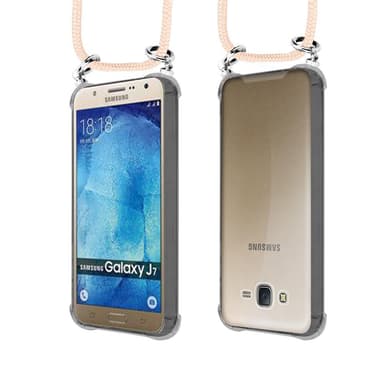 Samsung Galaxy J7 2015 Deksel med Halskjede (rosa)