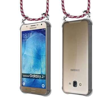 Samsung Galaxy J7 2015 Deksel med Halskjede (rød)