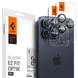 Spigen iPhone 15 Pro/iPhone 15 Pro Max Linsebeskyttelse GLAS.tR EZ Fit Optik Pro 2-pakning Blue Titanium