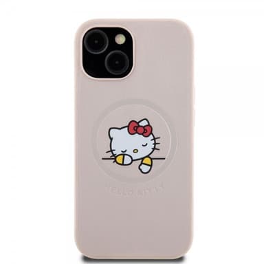 Hello Kitty iPhone 15 Deksel Debossed Logo MagSafe Rosa