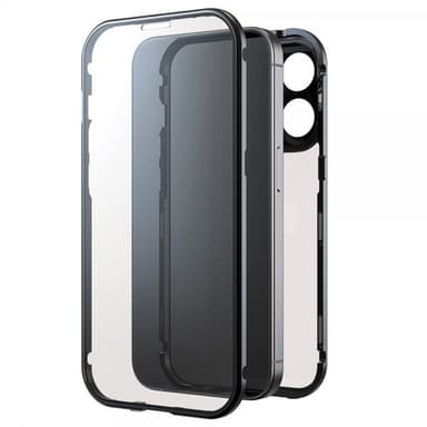 Black Rock iPhone 15 Pro Deksel 360 Glass Transparent Svart