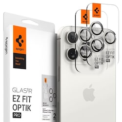 Spigen iPhone 15 Pro/iPhone 15 Pro Max Linsebeskyttelse GLAS.tR EZ Fit Optik Pro 2-pakning White Titanium