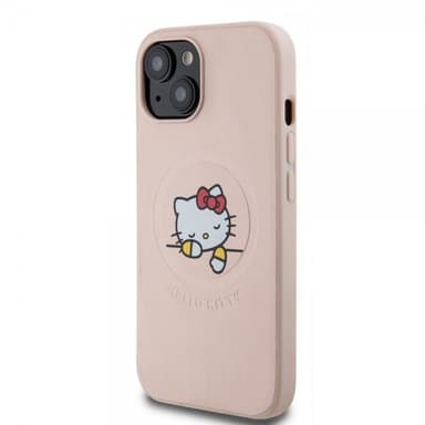 Hello Kitty iPhone 15 Deksel Debossed Logo MagSafe Rosa